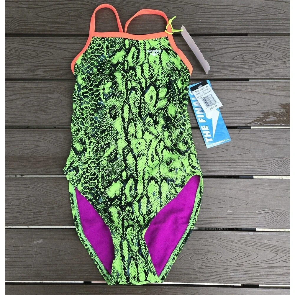 The Finals Youth Girl's The Finals Gecko  Wingback Swimsuit Green - Size 26 NEW